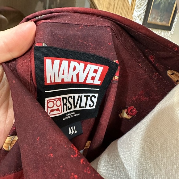 RSVLTS Marvel Iron Man Men's Red Short Sleeve Shirt size 4XL - Picture 4 of 5